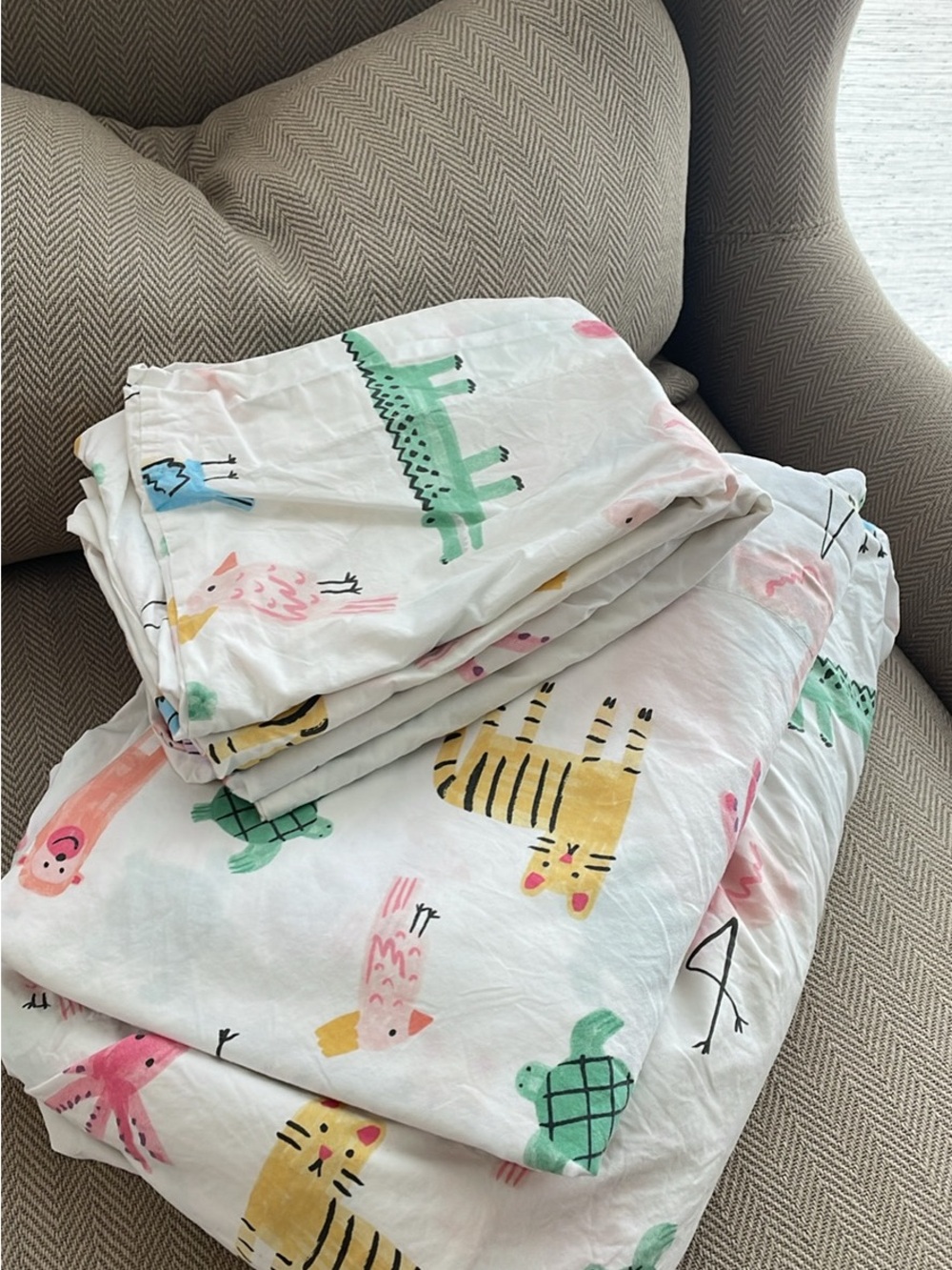 Pottery Barn Kids Silly Palm Beach Print Full size sheet set